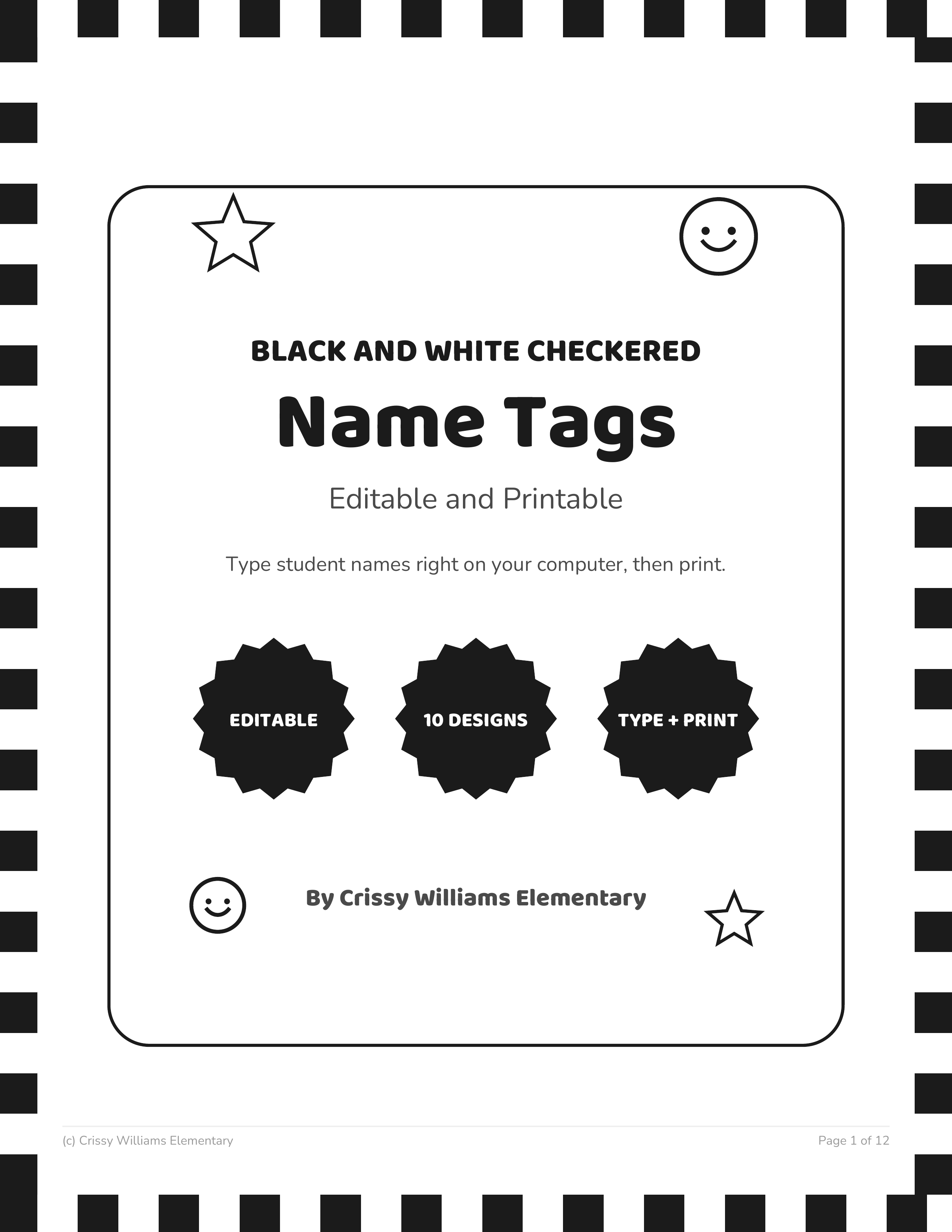 Checkered Editable Name Tags cover