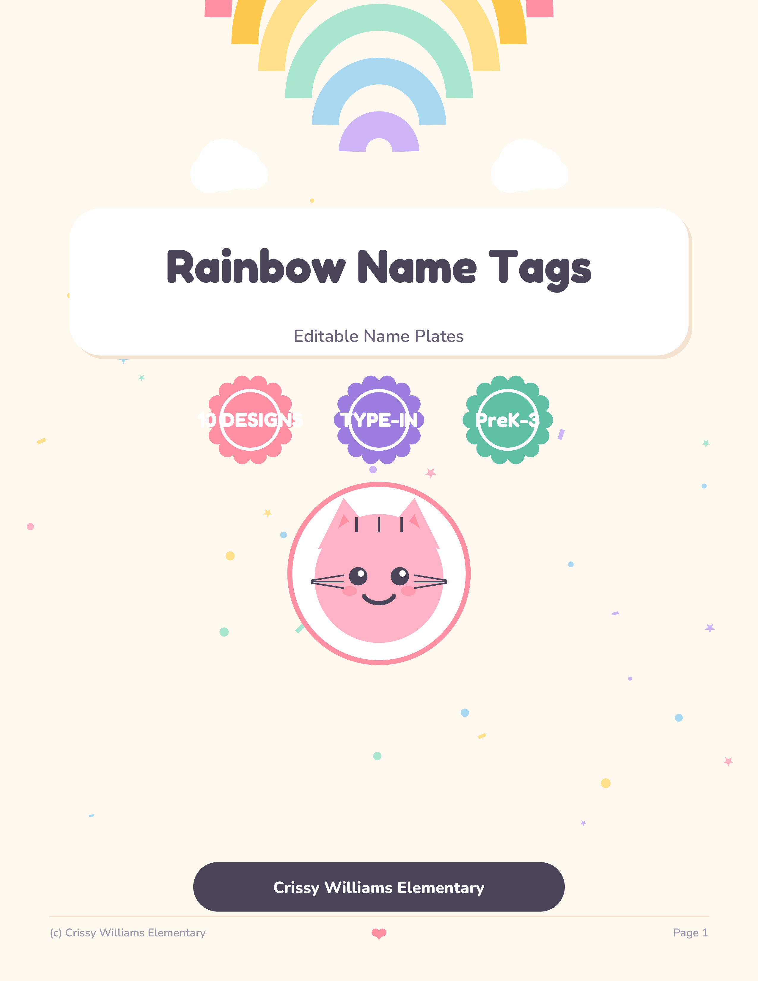 Rainbow Theme Editable Name Tags cover