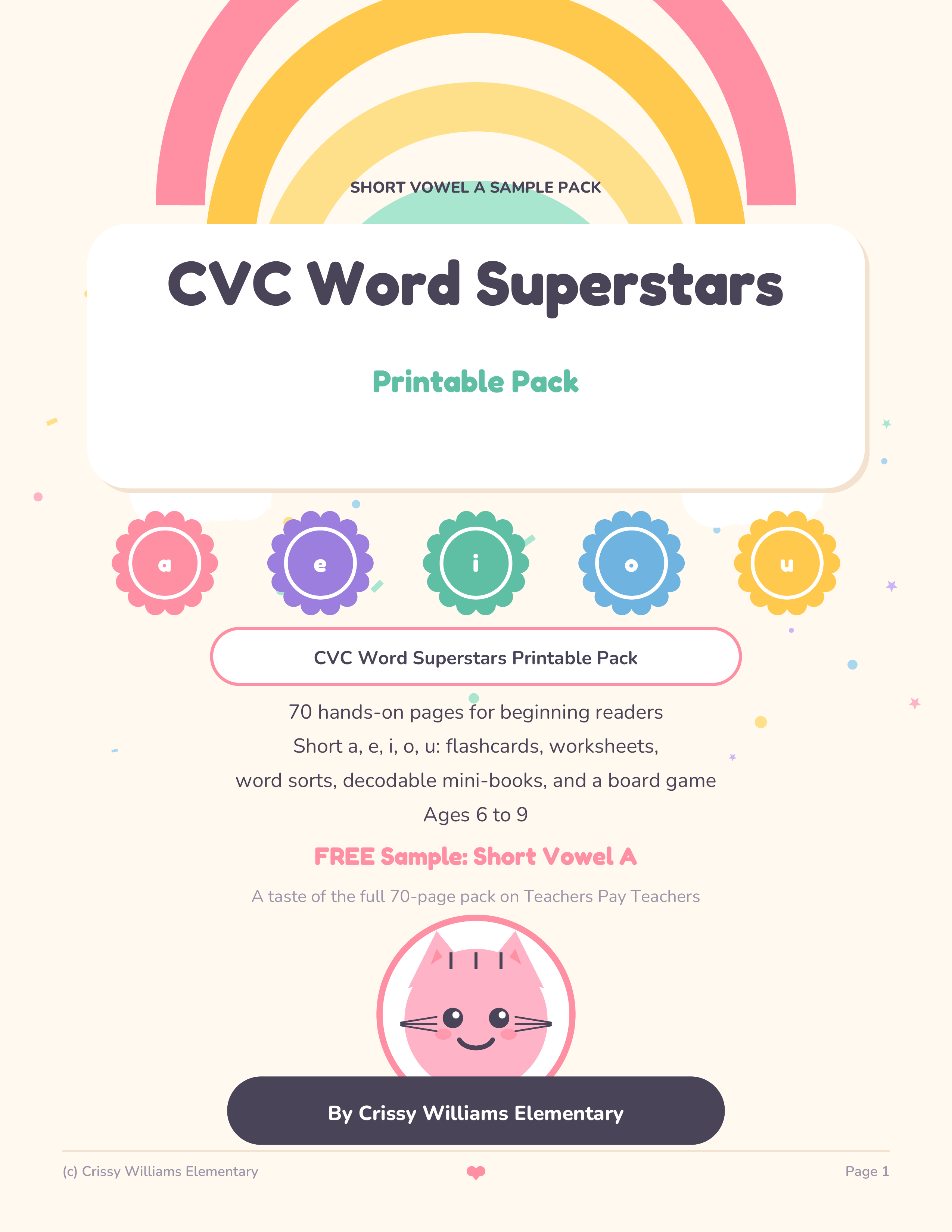 FREE Short Vowel Phonics Sample cover